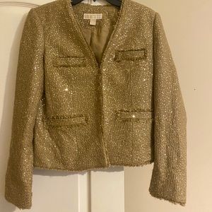 MICHAEL KORS Ladies’ Boucle Sequined Jacket-Dark Caramel/Gold